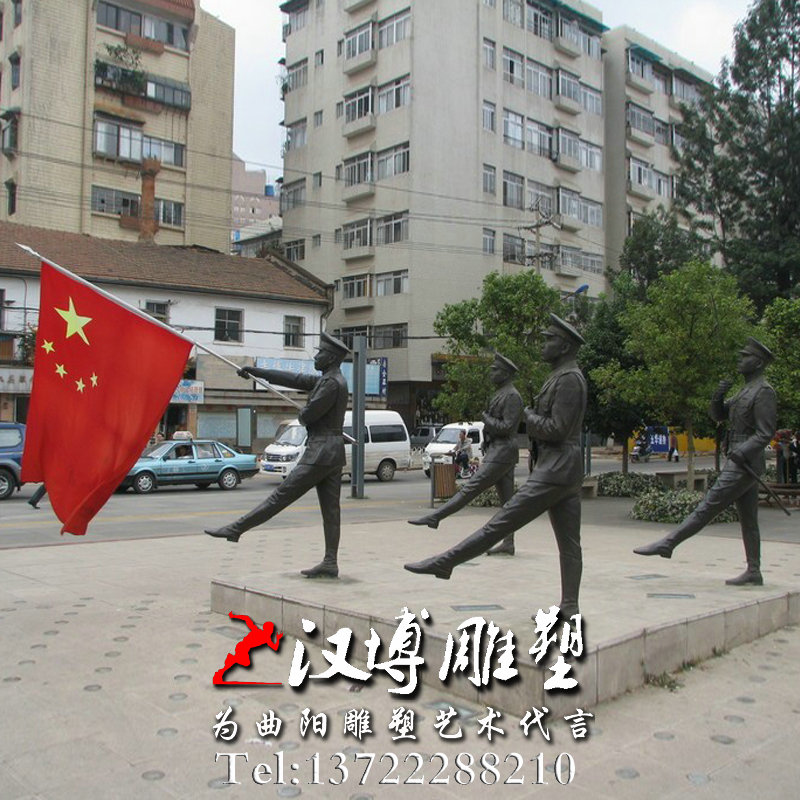 玻璃钢铜雕,仪仗队军人雕像,广场雕塑