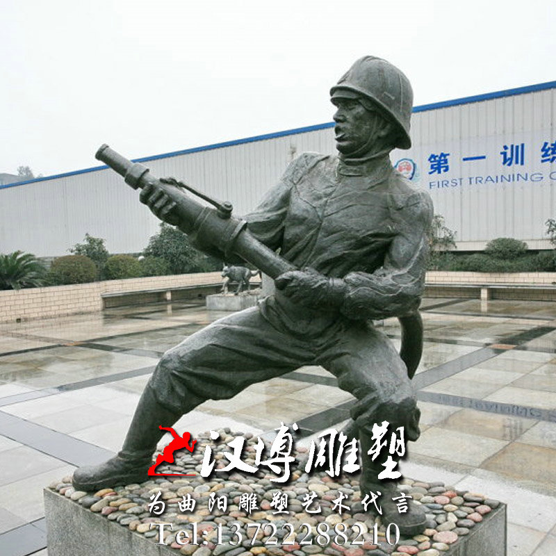 人物铜雕,训练军人雕像,玻璃钢雕塑
