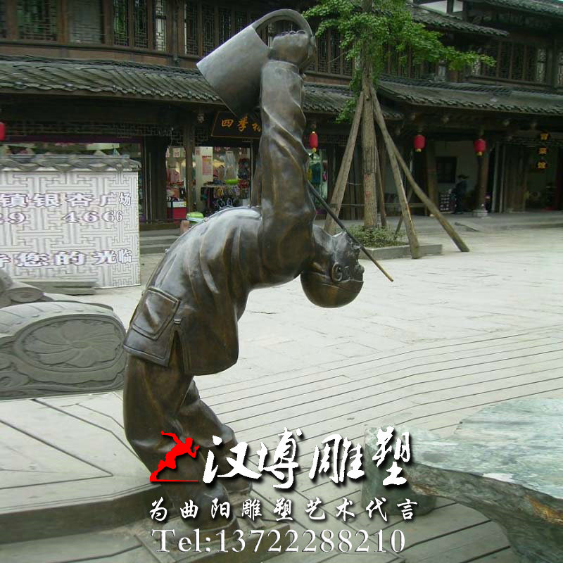 茶铺小工杂技雕塑,人物雕像,玻璃钢铜雕