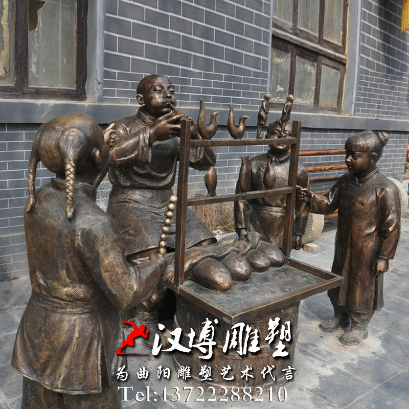 吹糖人雕像,园林景观雕塑,玻璃钢铜雕