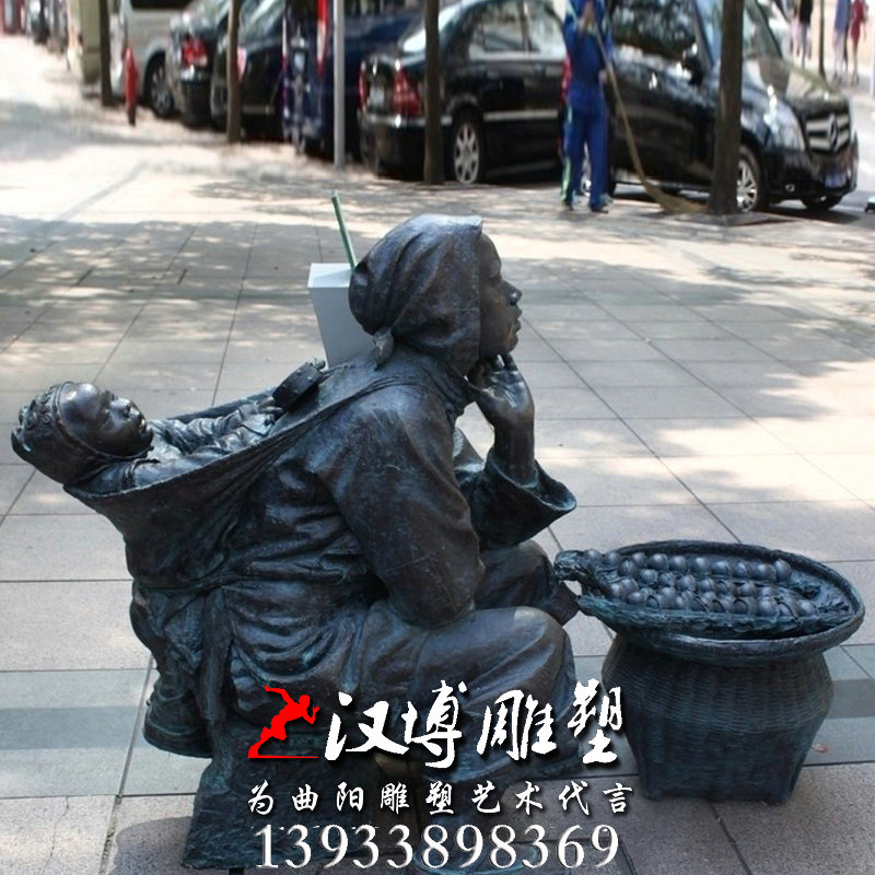 摆摊人物雕像雕塑,民俗文化雕塑,玻璃钢铜雕