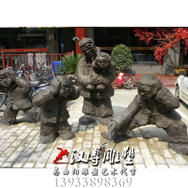 放鞭炮雕塑,玻璃钢铜雕,人物雕像