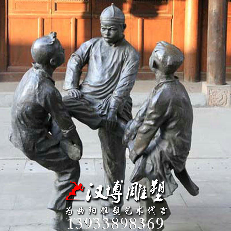 斗鸡雕塑,人物雕像,民俗文化铜雕