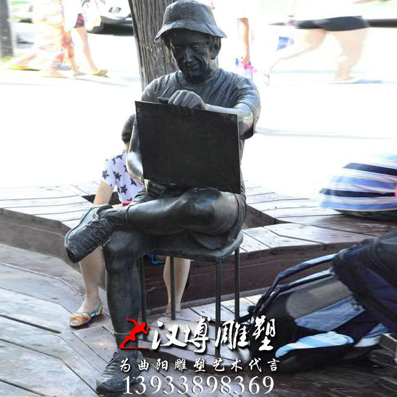 绘画画家雕像,人物雕塑,玻璃钢铜雕
