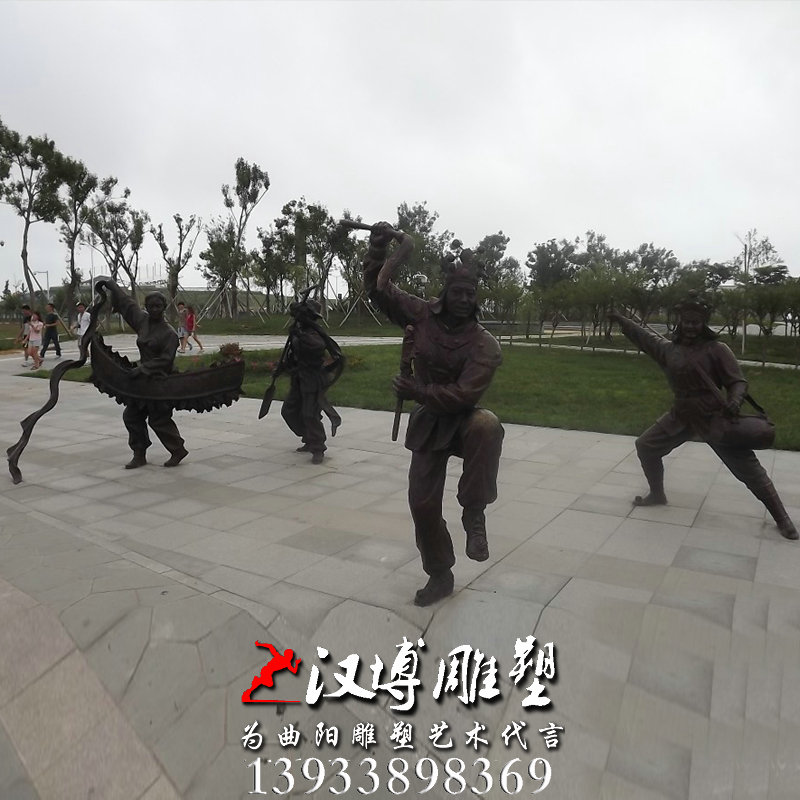 玻璃钢铜雕,扭秧歌人物雕像,园林景观雕塑