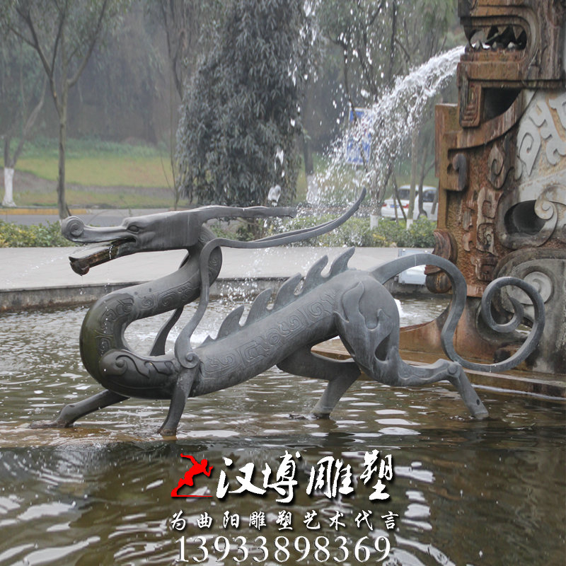 龙雕像,玻璃钢铜雕,园林景观雕塑