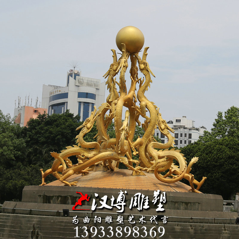 玻璃钢铜雕,龙动物雕像,园林景观雕塑