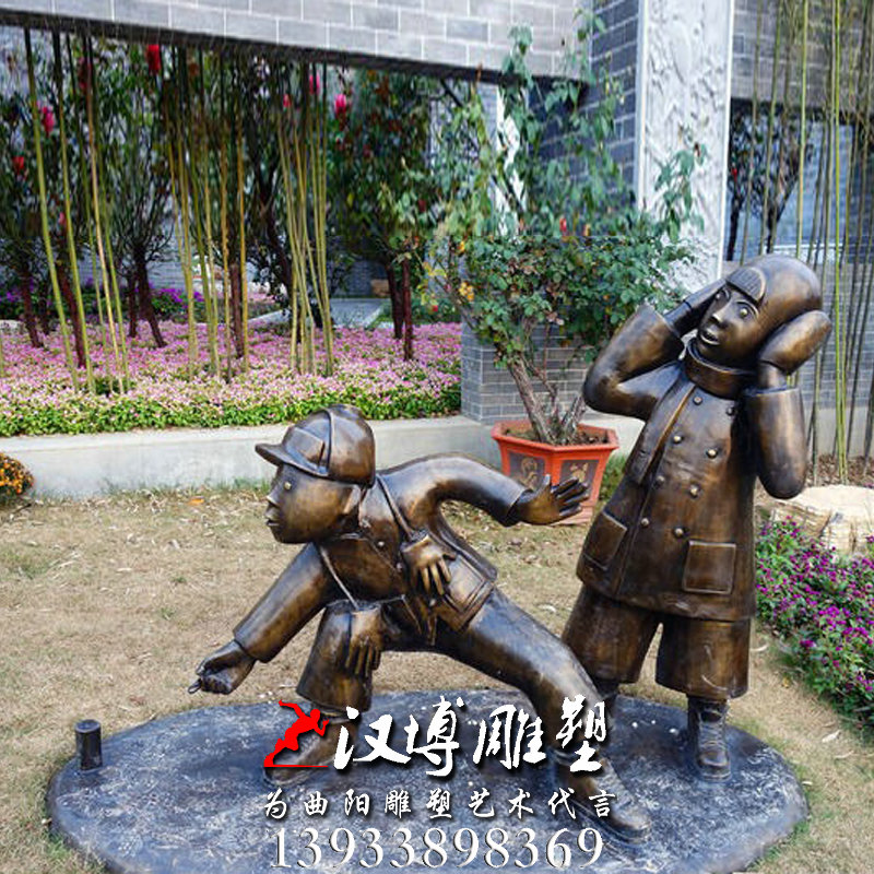 放鞭炮人物雕像,园林景观雕塑,玻璃钢铜雕