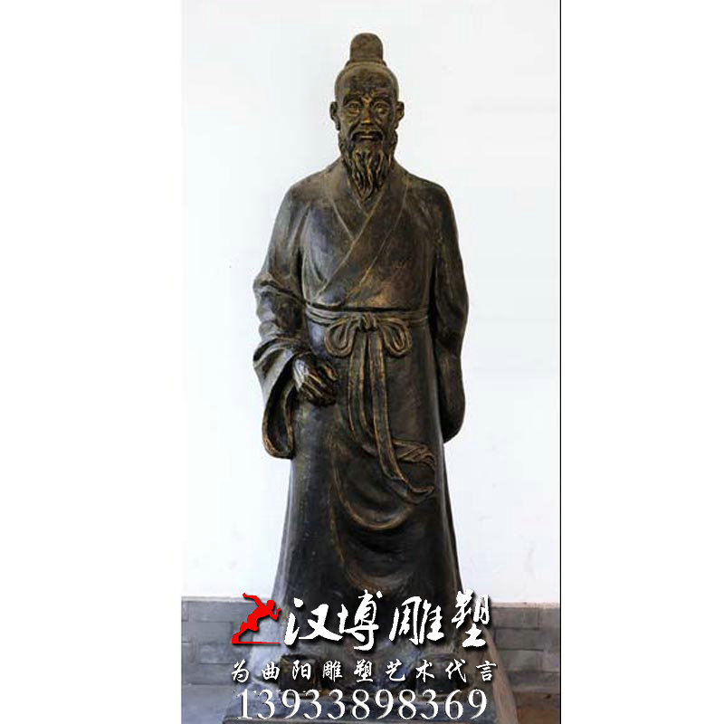 玻璃钢铜雕,扁鹊人物雕像,园林景观雕塑