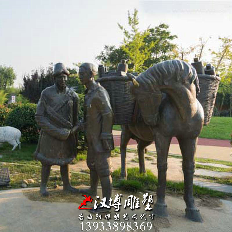 玻璃钢铜雕,茶马古道雕塑,人物雕像