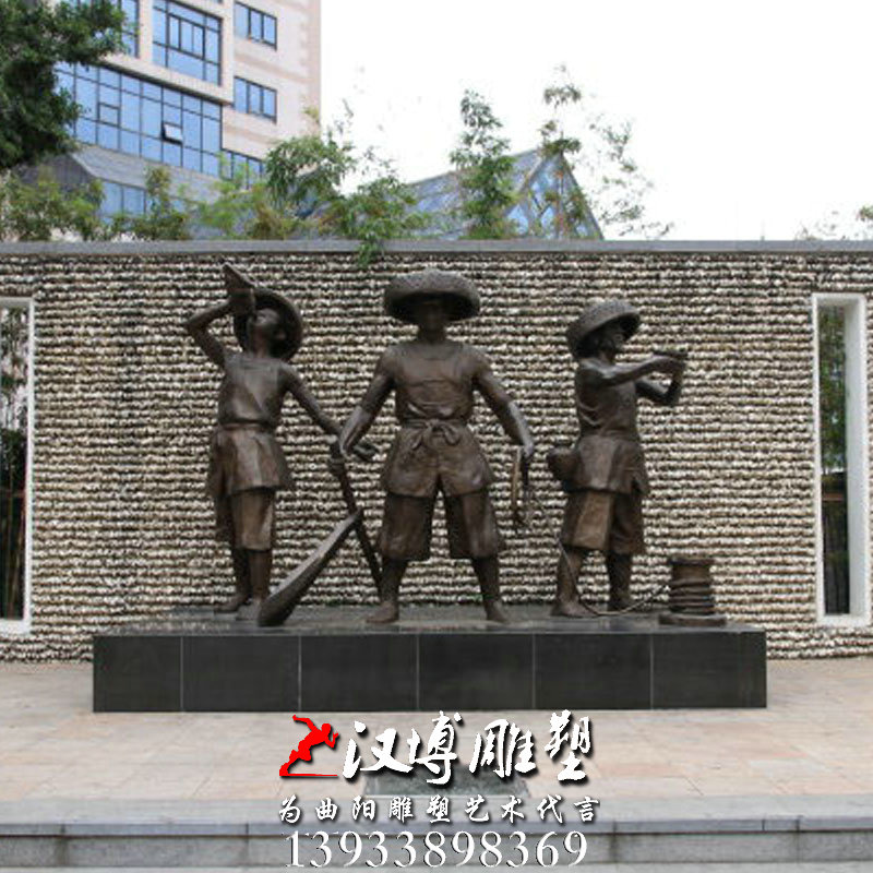 玻璃钢铜雕,园林景观雕塑,渔民人物雕像