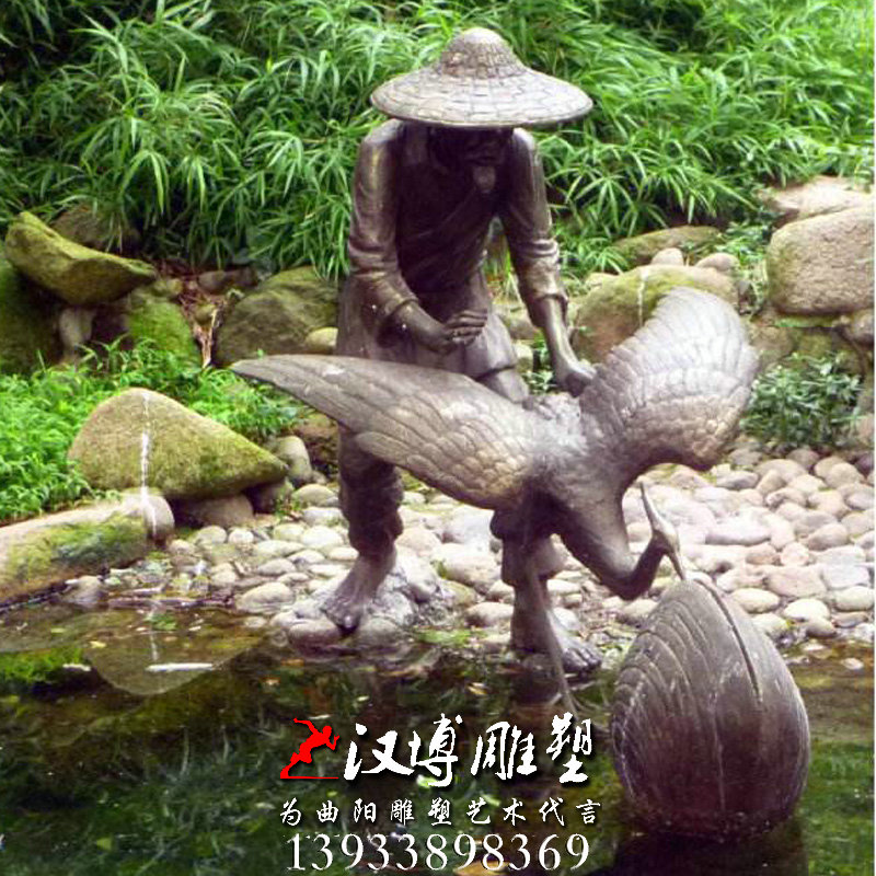 玻璃钢铜雕,渔民人物雕像,铸铜雕塑加工厂