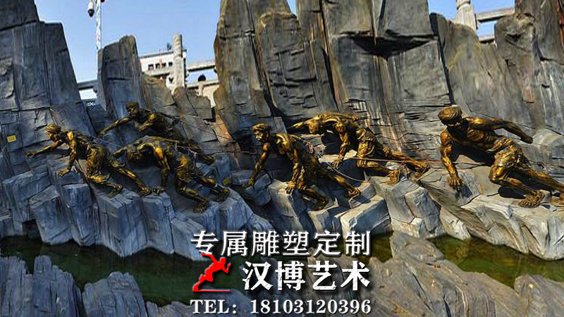 铸铜人物雕像,纤夫雕塑,民俗主题文化铜雕