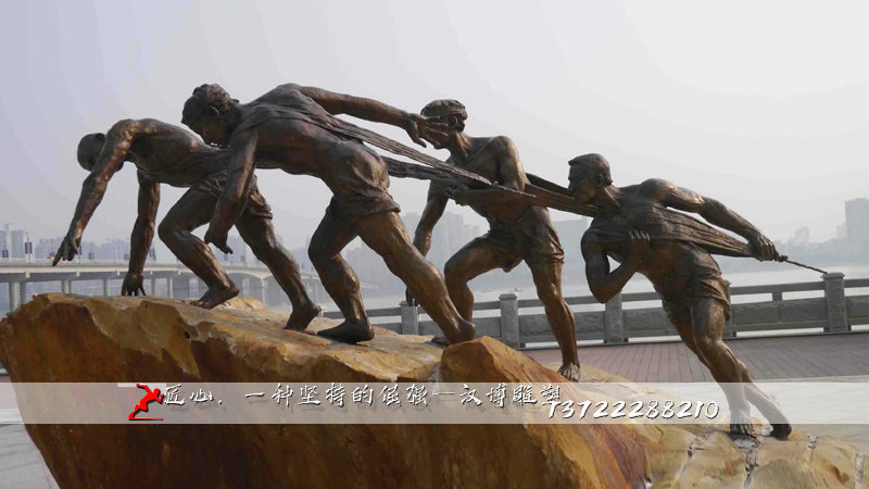 纯铜雕塑,纤夫雕像,铸铜雕塑厂家