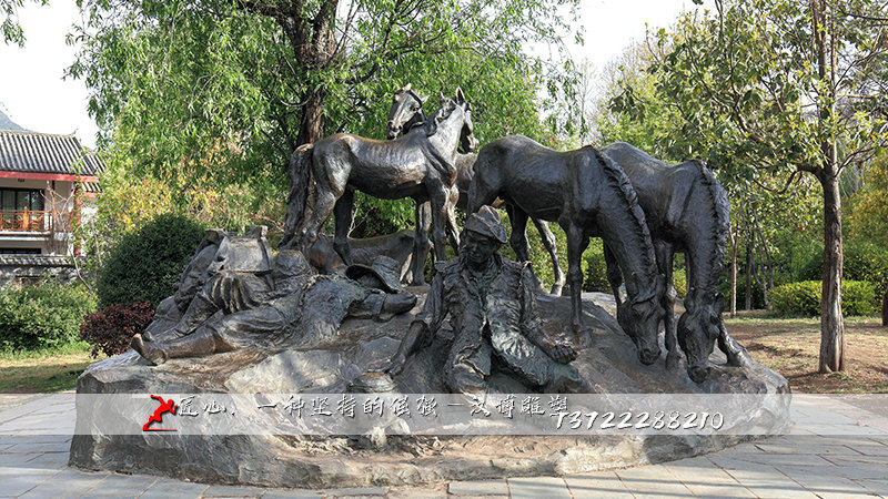 马帮情景雕塑,人物铜雕,铸铜雕塑厂家