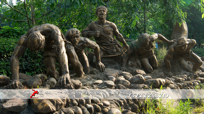 铸铜人物雕塑,纤夫雕像,铜雕制作厂家