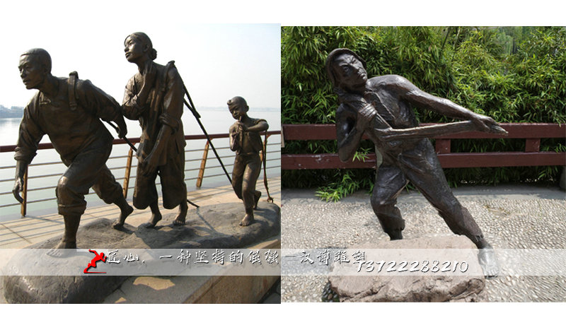 民间文化雕塑,纤夫铜雕,铸铜雕塑