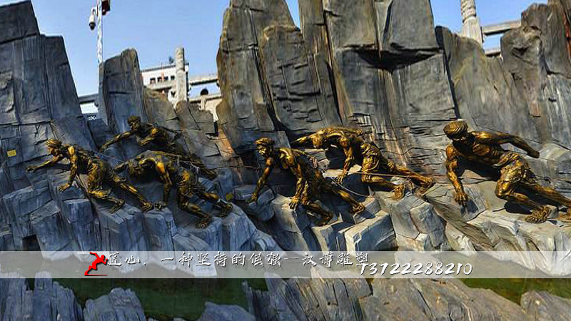 景观人物雕像,纤夫雕塑,铸铜雕塑厂家