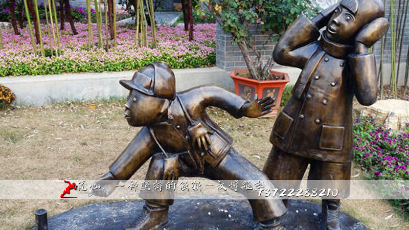 小孩童趣雕像,铸铜人物雕像,铸铜雕塑厂家
