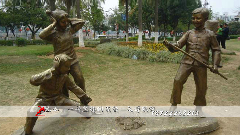 放鞭炮雕塑,小孩雕像,铸铜雕塑厂家