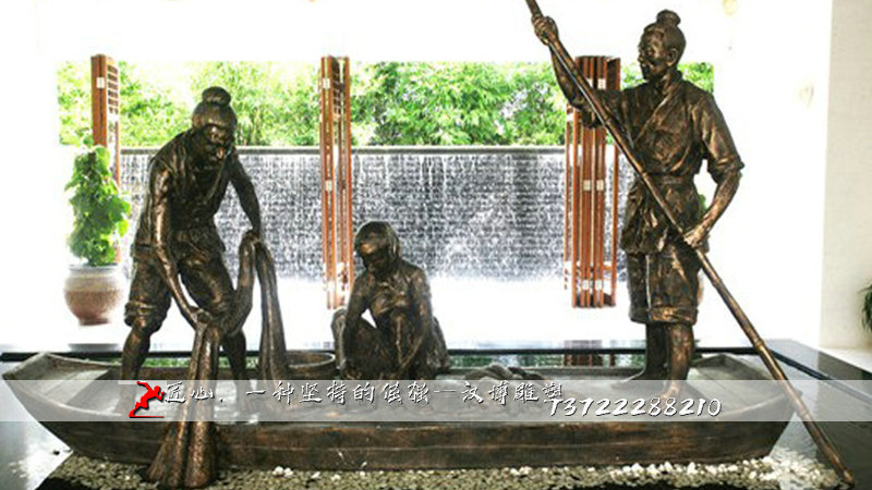 景观划船雕塑,铸铜人物雕像,铸铜雕塑加工