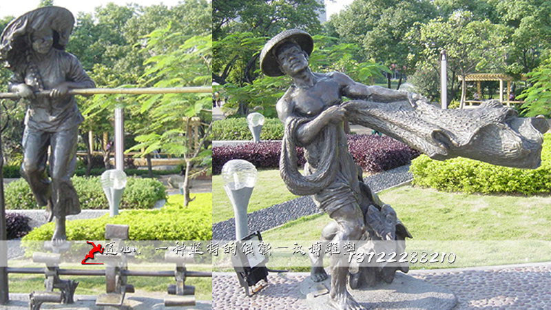 渔民撒网雕像,黄铜雕塑,铸铜人物雕像