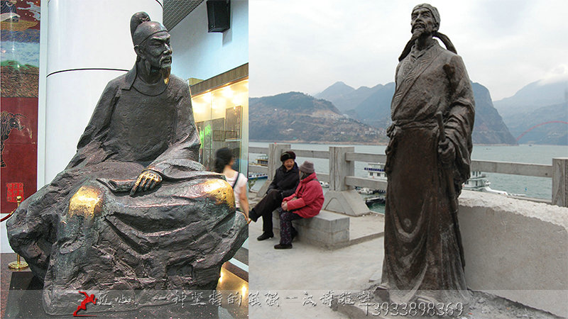 铸铜李商隐雕塑,纯铜人物雕像,铸铜雕塑厂家