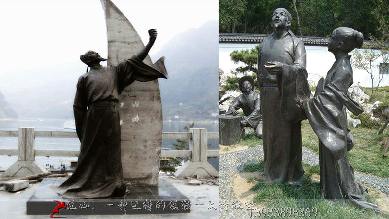 铸铜雕塑,李白人物雕像,铸铜雕塑厂家