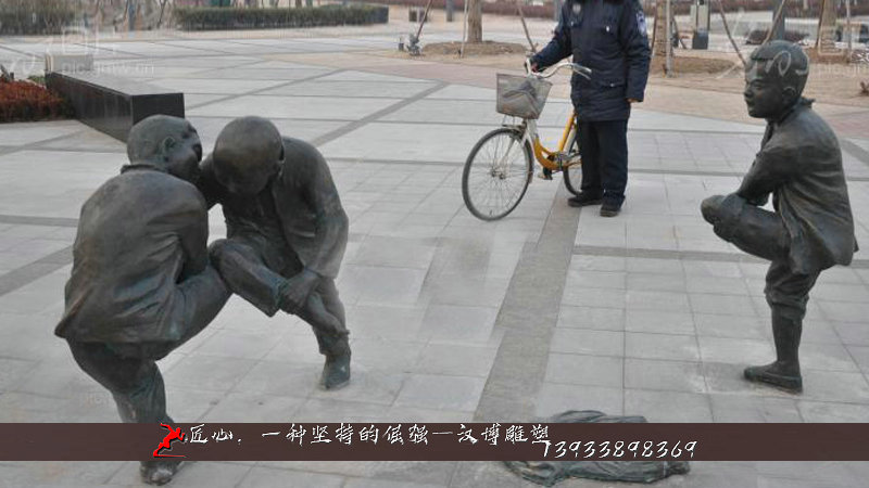 民间小游戏雕像,撞拐雕塑,铸铜雕塑厂家