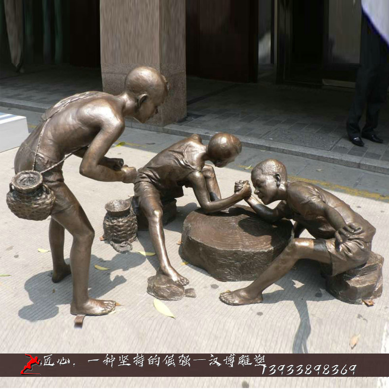 铸铜雕塑,掰手腕雕像,黄铜 人物雕像