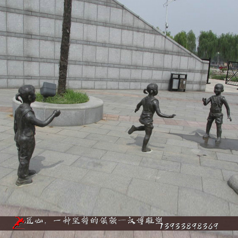 铸铜人物雕像,跳绳小孩雕塑,铸铜雕塑厂家