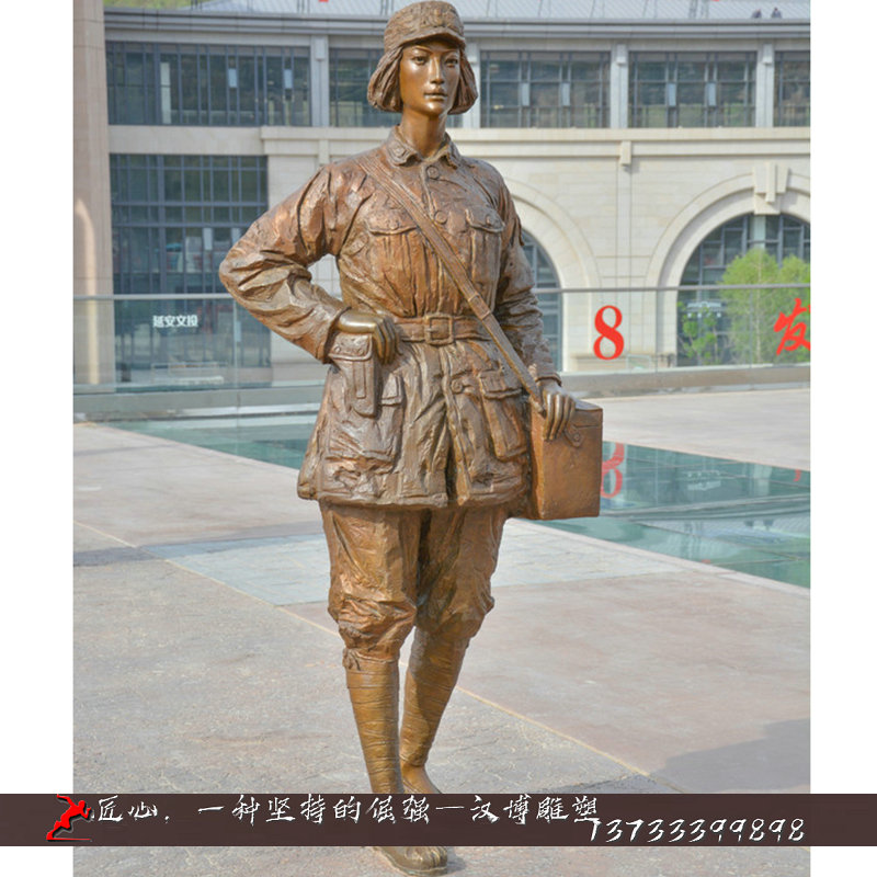 铸铜人物雕像,红军战地记者铜雕,铸铜雕塑