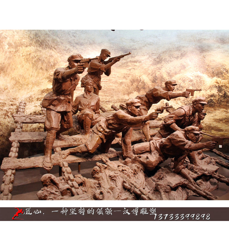 铸铜人物雕像,红军飞夺泸定桥雕塑,铸铜雕塑厂家