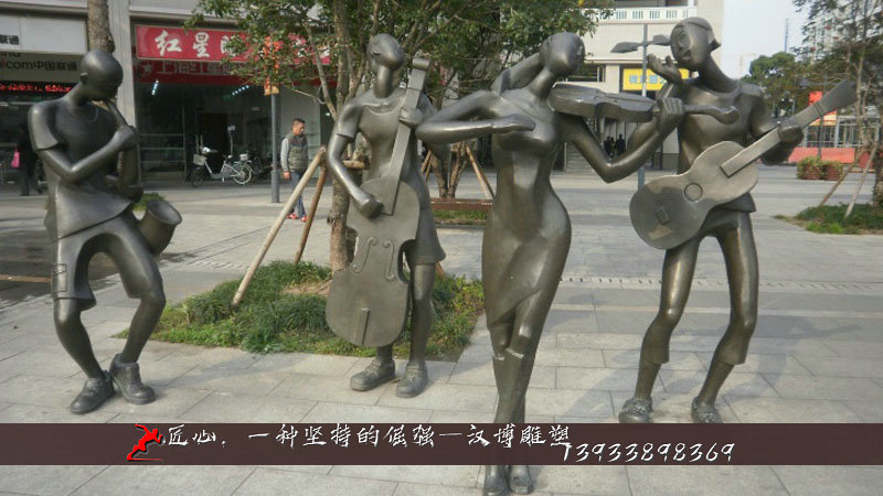 铸铜雕塑,抽象音乐人物铜雕,铸铜人物雕像