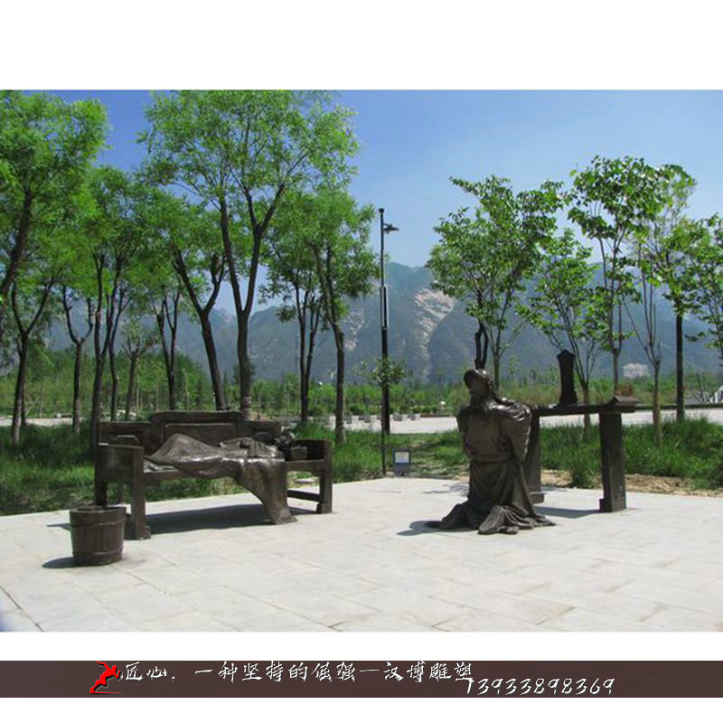 尝粪忧心雕塑,二十四孝雕像,铸铜人物雕塑