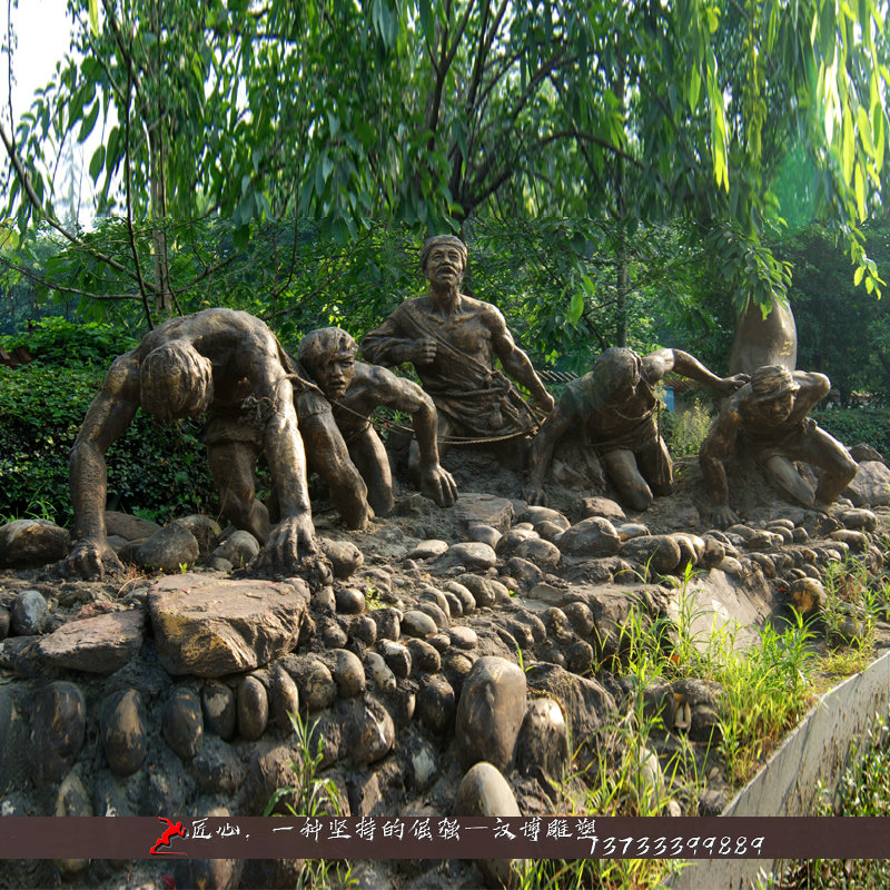 铸铜雕塑,人物铸铜雕像,纤夫雕塑