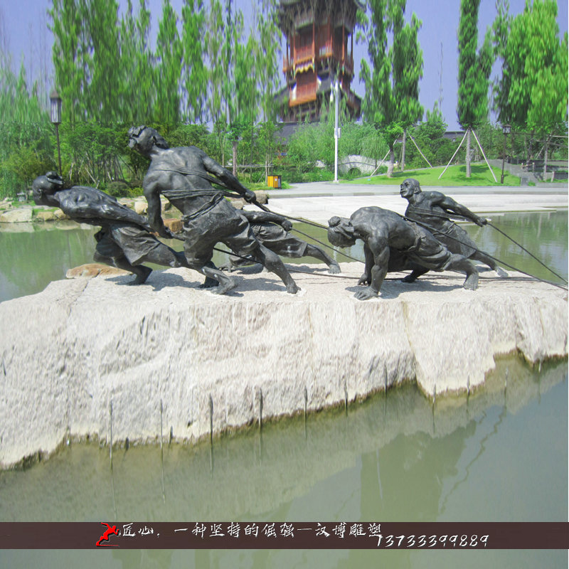 铸铜人物雕像,纤夫人物铜雕,黄铜雕塑定制