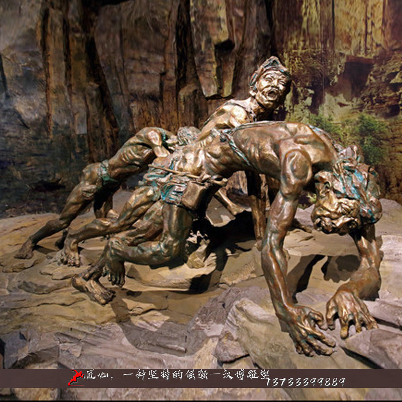 铸铜人物雕像,长江纤夫雕塑,铸铜雕塑加工