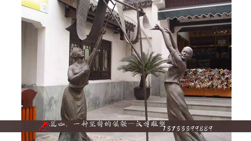 铸铜人物雕像,纺织文化铜雕,铸铜雕塑加工