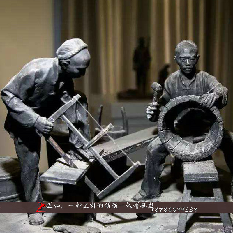 铸铜雕塑,黄铜人物雕像,木匠文化铜雕