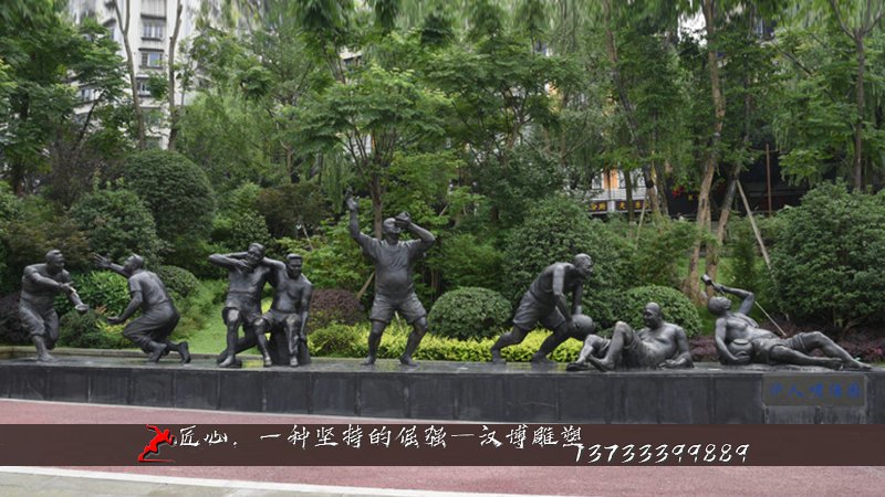 铸铜雕塑,泸人嗜酒铜雕,铸铜人物雕像