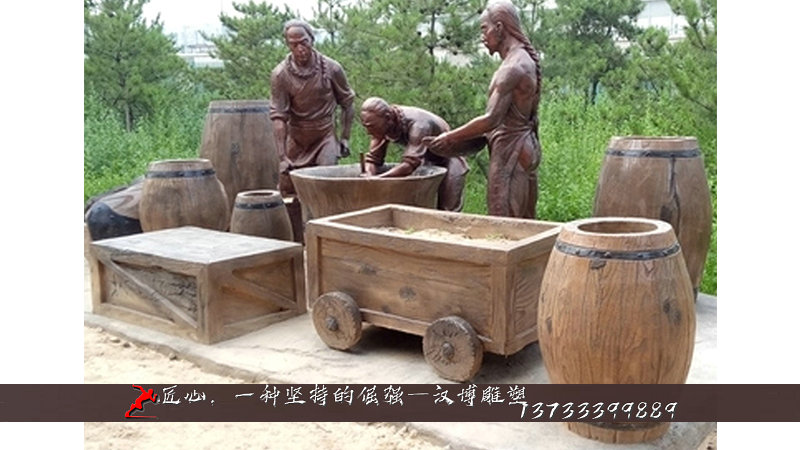铸铜雕塑,古代酿酒雕像,纯铜人物雕像