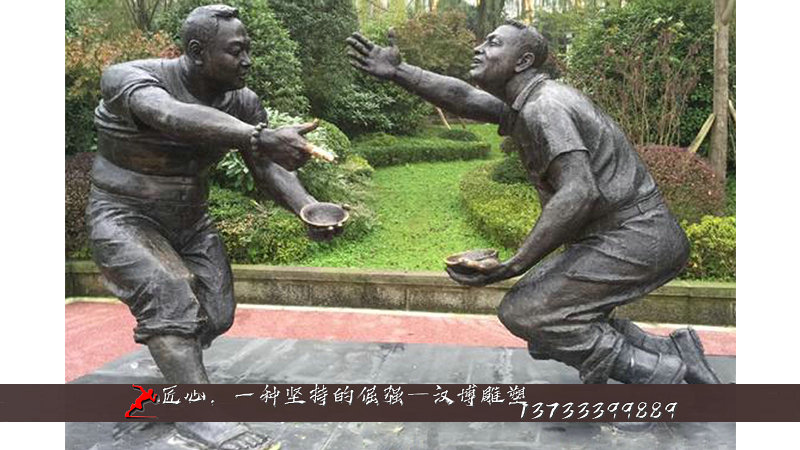 铸铜雕塑,喝酒猜拳铜雕,铸铜人物雕像