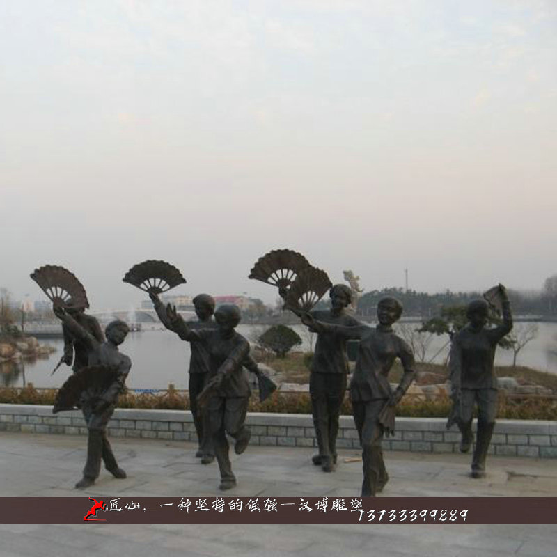 铸铜雕塑,扭秧歌雕像,人物铜雕