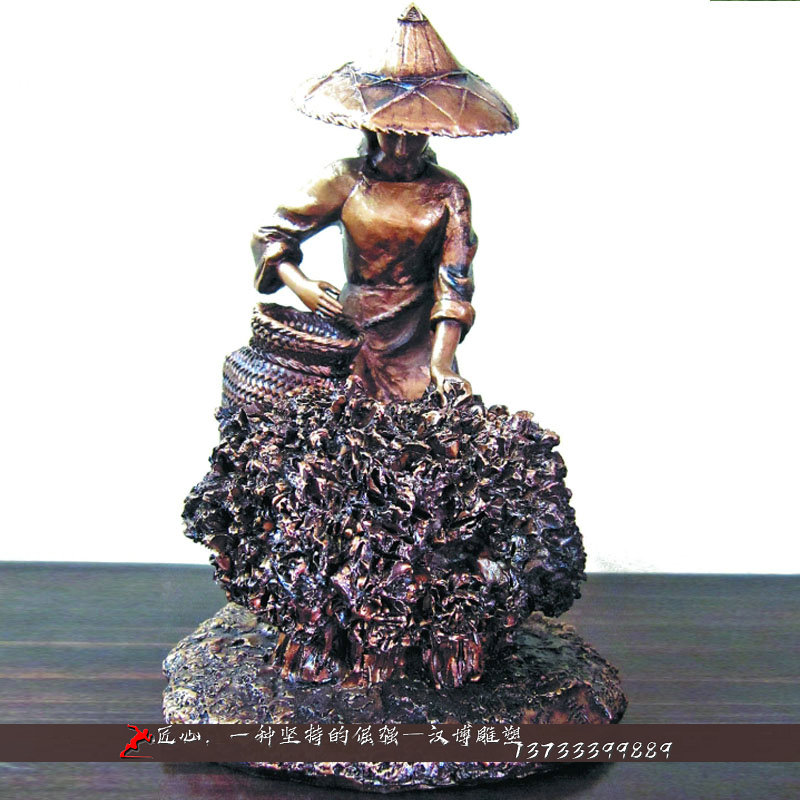 铸铜人物雕像,采茶女铜雕,铸铜雕塑加工