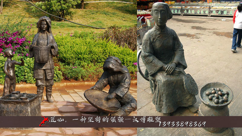 铸铜雕塑,纺织文化铜雕,黄铜人物雕像