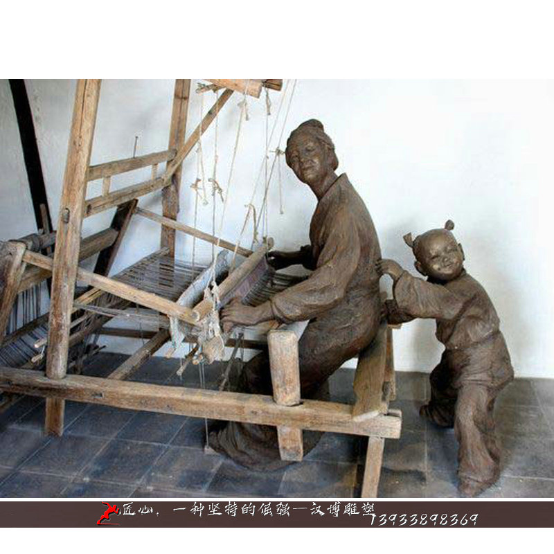 铸铜人物雕像,大型艺术铜雕,纺织雕塑定制