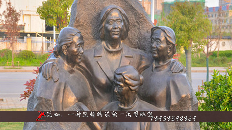 铸铜雕塑,黄铜人物雕像,孝爱三母铜雕