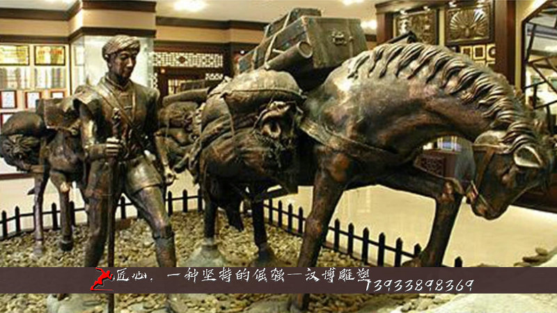 铸铜雕塑,人物铜雕加工,茶马古道雕像