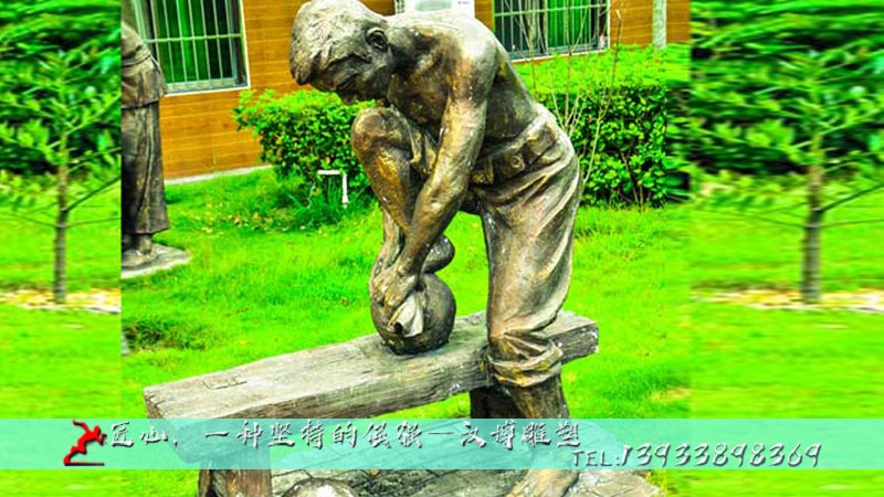 铸铜雕塑,人物铸铜雕像,制茶人物铜雕